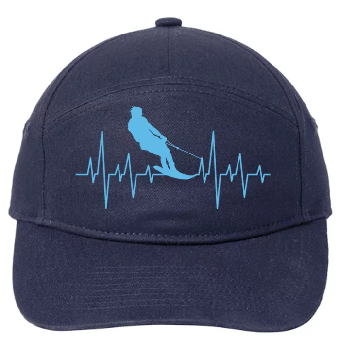 Water Skiing S Watersports Lovers Heartbeat Pulse Funny Gift 7-Panel Snapback Hat