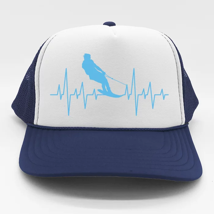 Water Skiing S Watersports Lovers Heartbeat Pulse Funny Gift Trucker Hat