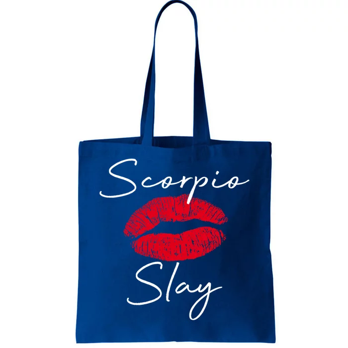 Wo Scorpio Slay Red Lips Queen Birthday Funny Gift Costume Funny Gift Tote Bag