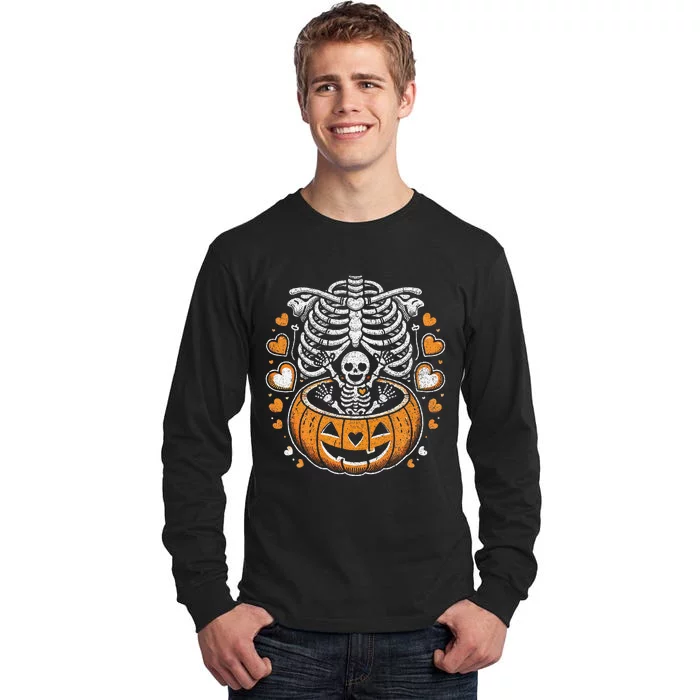 Women Skeleton S Pregnancy Announcement Mom Halloween Tall Long Sleeve T-Shirt