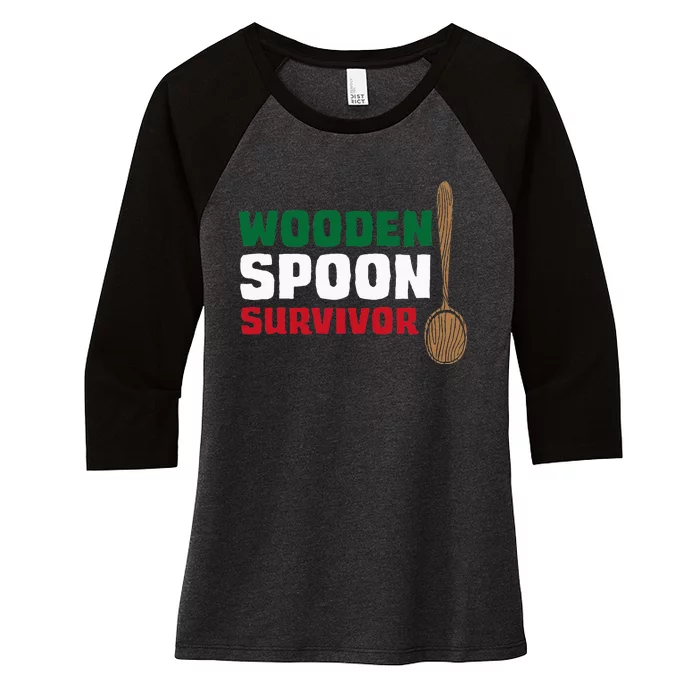 Wooden Spoon Survivor Italian Flag Women's Tri-Blend 3/4-Sleeve Raglan Shirt