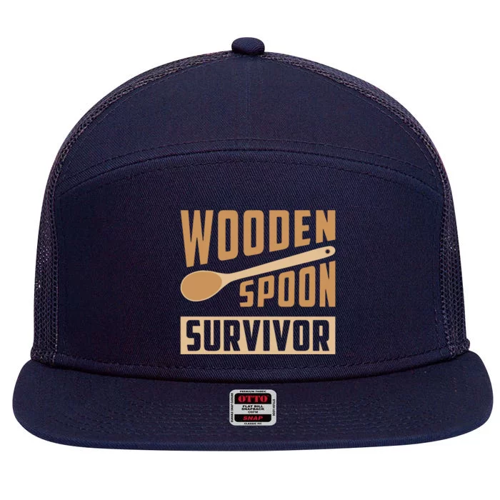 Wooden Spoon Survivor Funny 7 Panel Mesh Trucker Snapback Hat