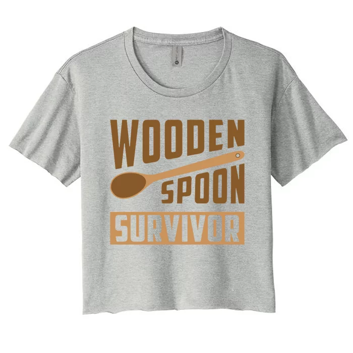 Wooden Spoon Survivor Funny Women's Crop Top Tee