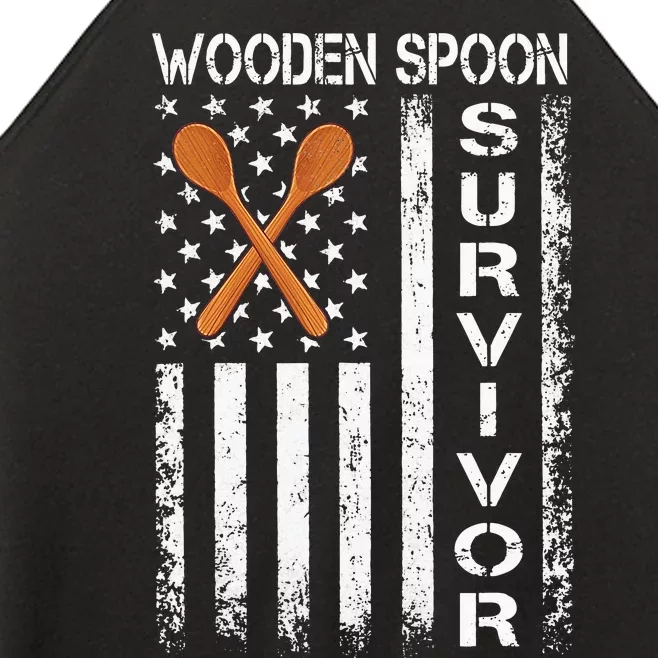 Wooden Spoon Survivor Humor Expression Funny Us Flag Women’s Perfect Tri Rocker Tank