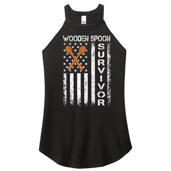 Wooden Spoon Survivor Humor Expression Funny Us Flag Women’s Perfect Tri Rocker Tank