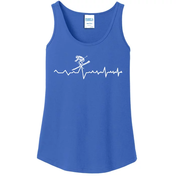 Winter Sport Ski Instructor Heartbeat Skiing Skier Ski Gift Ladies Essential Tank