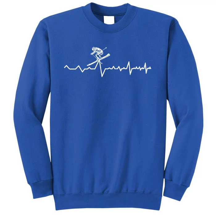 Winter Sport Ski Instructor Heartbeat Skiing Skier Ski Gift Tall Sweatshirt