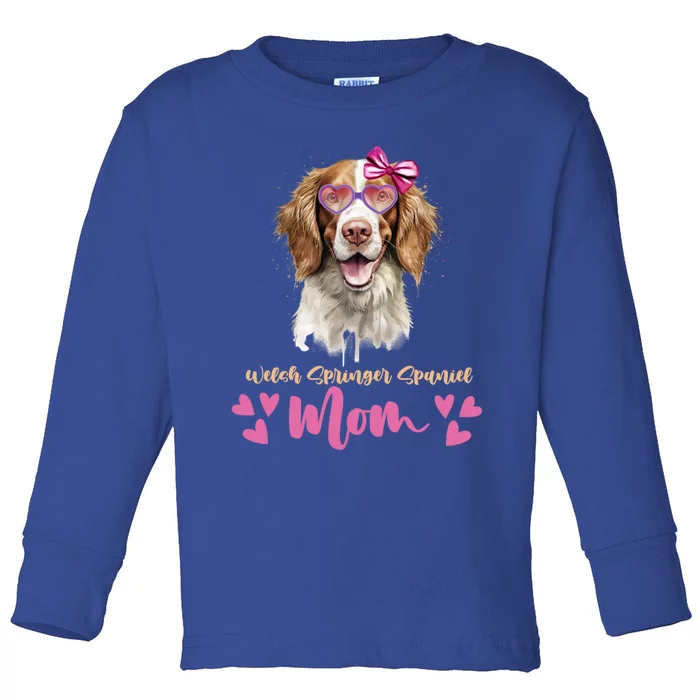 Welsh Springer Spaniel Dog Mom Mothers Day Lover Dog Funny Gift Toddler Long Sleeve Shirt