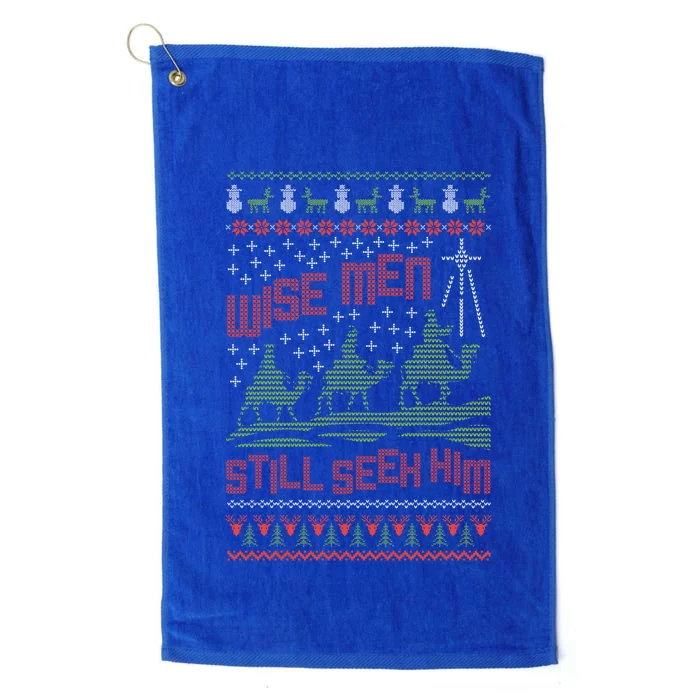 Wise Still Seek Him Christmas Ugly Great Gift Platinum Collection Golf Towel