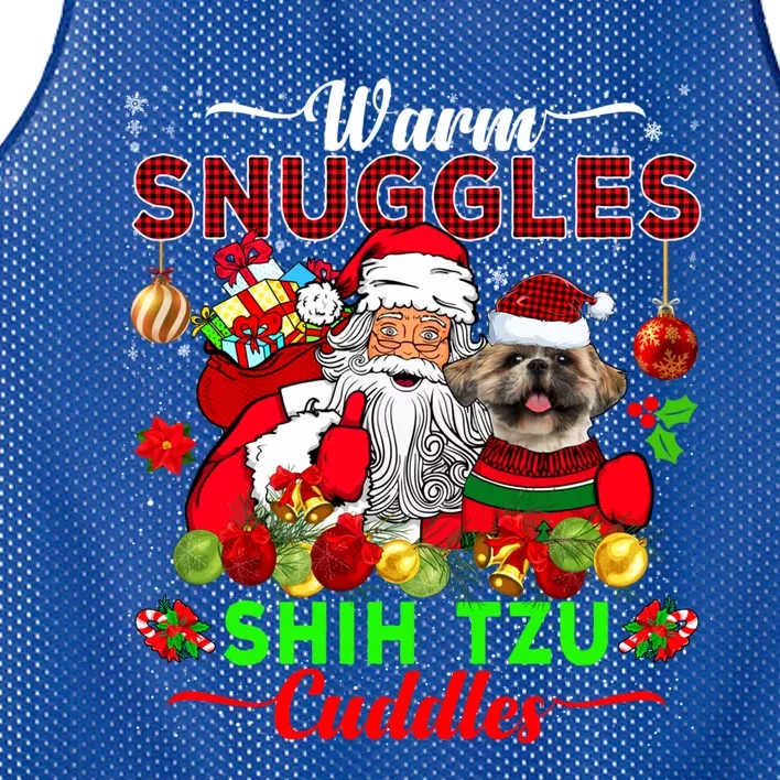 Warm Snuggles Shih Tzu Cuddles Funny Santa Xmas Dog Lover Gift Mesh Reversible Basketball Jersey Tank