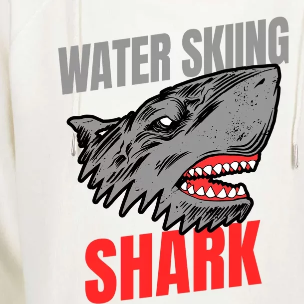 Water Skiing Shark Water Skier Gift Womens Funnel Neck Pullover Hood