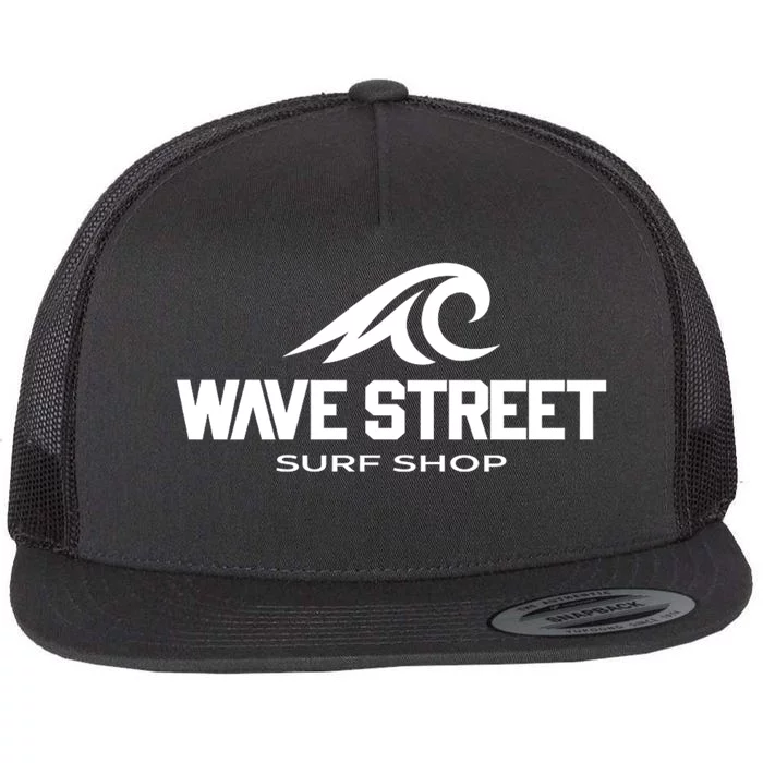 Wave Street Surf Vintage Beach Logo Flat Bill Trucker Hat