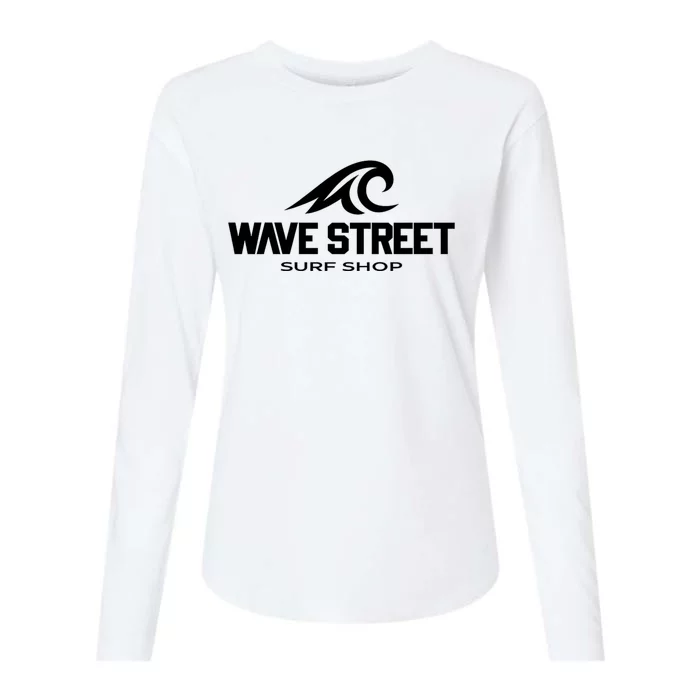 Wave Street Surf Vintage Beach Logo Womens Cotton Relaxed Long Sleeve T-Shirt