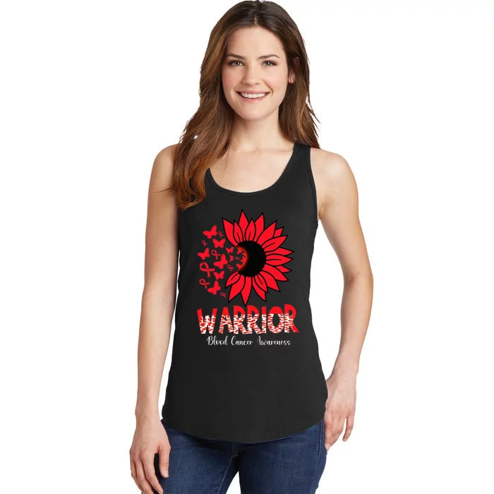 Warrior Survivor Support Red Ribbon Blood Cancer Awareness Ladies Essential Tank