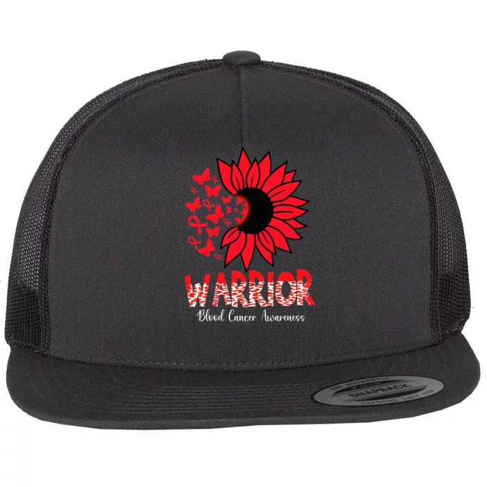 Warrior Survivor Support Red Ribbon Blood Cancer Awareness Flat Bill Trucker Hat