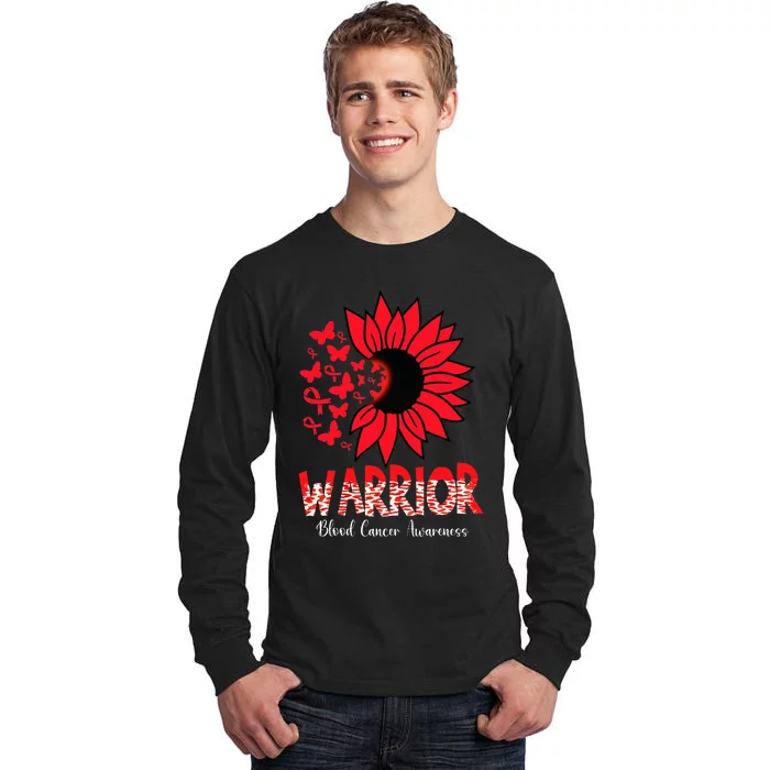 Warrior Survivor Support Red Ribbon Blood Cancer Awareness Tall Long Sleeve T-Shirt