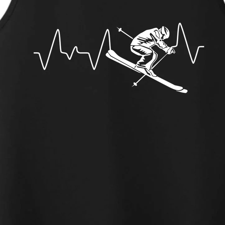 Winter Sports Skiing Skier Heartbeat Ski Instructor Ski Meaningful Gift Performance Tank