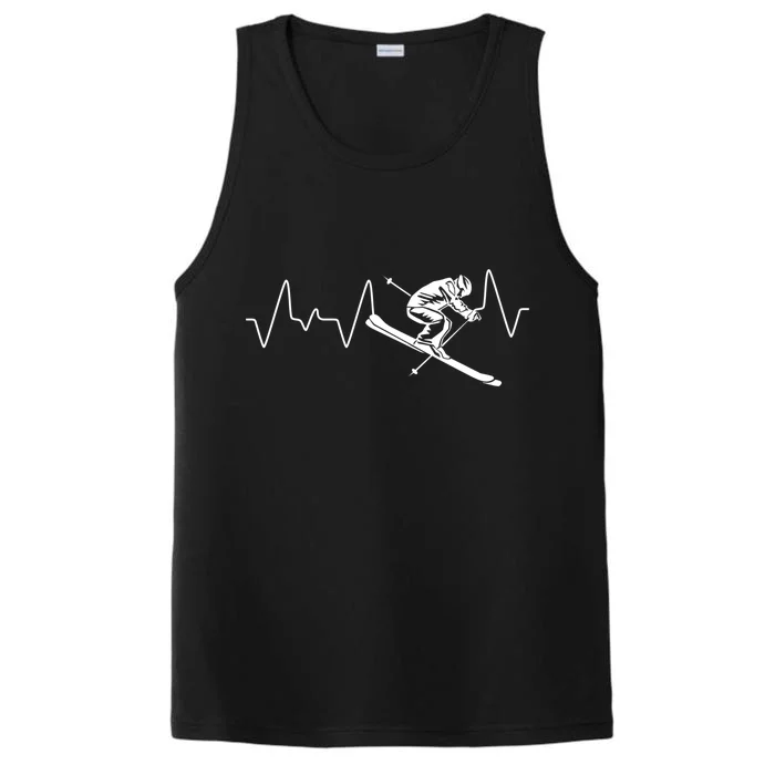 Winter Sports Skiing Skier Heartbeat Ski Instructor Ski Meaningful Gift Performance Tank