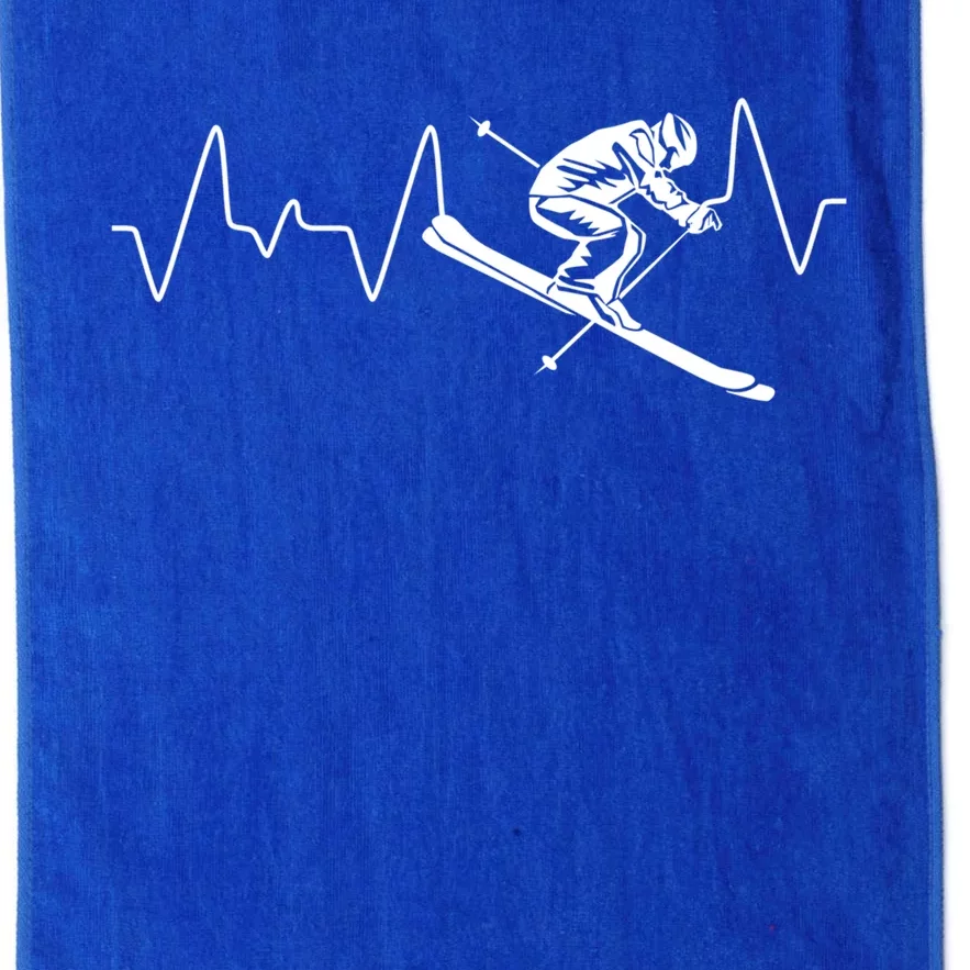 Winter Sports Skiing Skier Heartbeat Ski Instructor Ski Meaningful Gift Platinum Collection Golf Towel