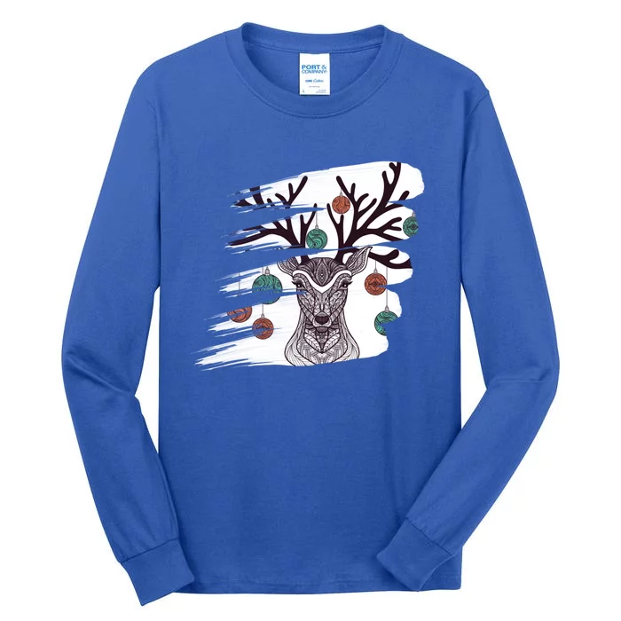 Winter Season Snow Reindeer Christmas Balls Xmas Holiday Cool Gift Tall Long Sleeve T-Shirt