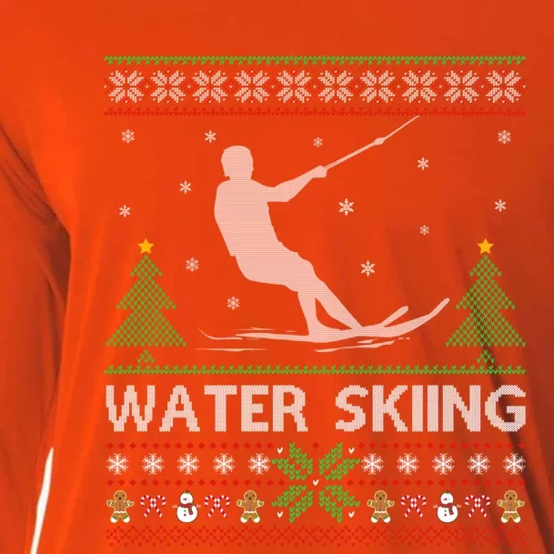 Water Skiing Sports Lover Santa Ugly Water Skiing Christmas Meaningful Gift Cooling Performance Long Sleeve Crew