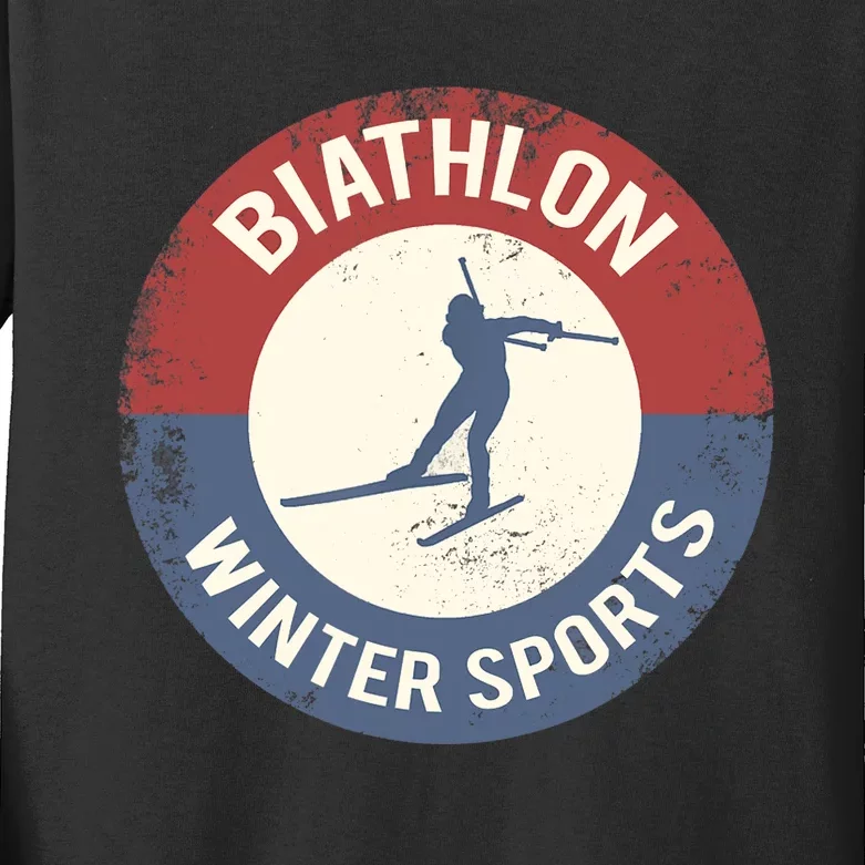 Winter Sports Ski Biathlon Kids Long Sleeve Shirt