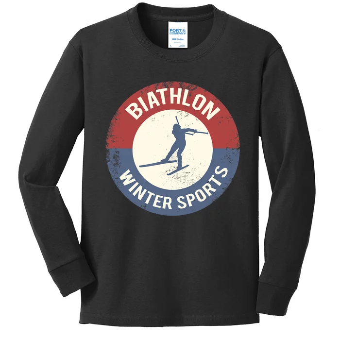 Winter Sports Ski Biathlon Kids Long Sleeve Shirt