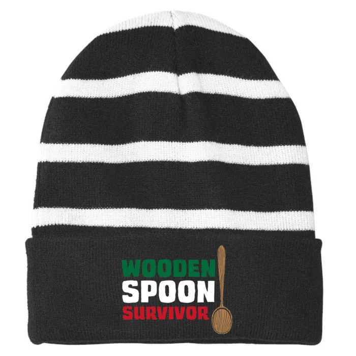 Wooden Spoon Survivor Italian Flag Striped Beanie with Solid Band