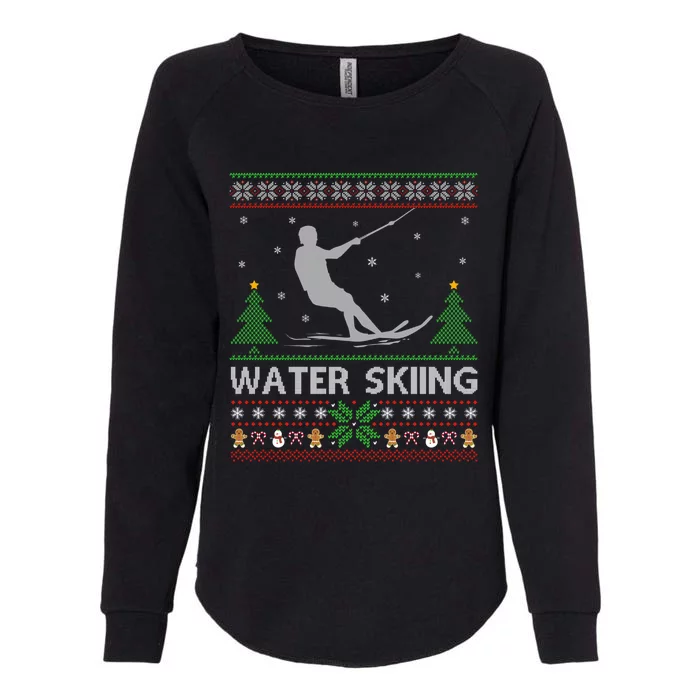 Water Skiing Sports Lover Santa Ugly Water Skiing Christmas Gift Womens California Wash Sweatshirt