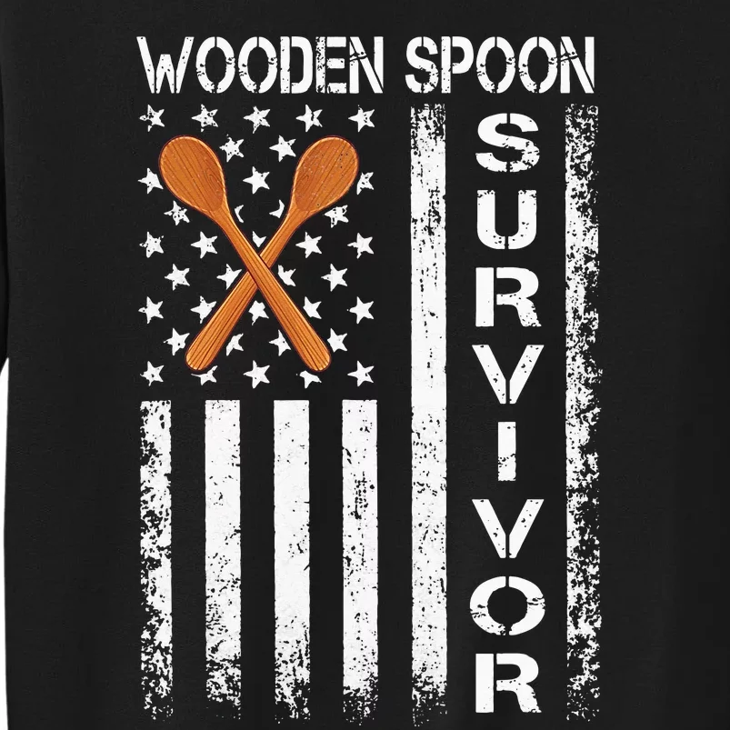 Wooden Spoon Survivor - Humor Expression Funny Us Flag Tall Sweatshirt