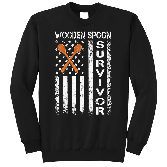 Wooden Spoon Survivor - Humor Expression Funny Us Flag Tall Sweatshirt