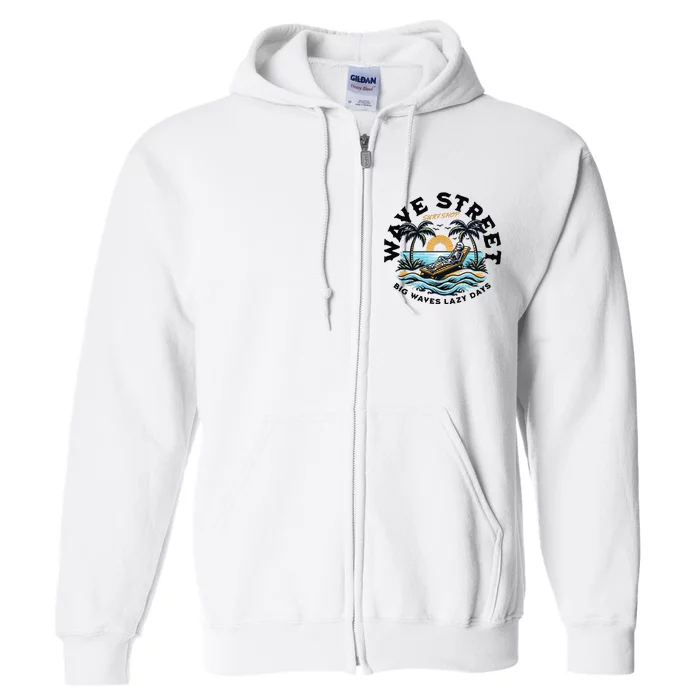 Wave Street Skeleton On The Beach Full Zip Hoodie