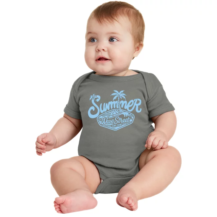 Wave Street Summer Surf Shop Graphic Baby Bodysuit