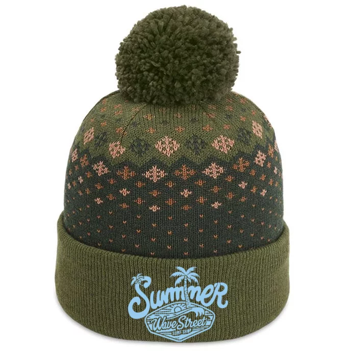 Wave Street Summer Surf Shop Graphic The Baniff Cuffed Pom Beanie