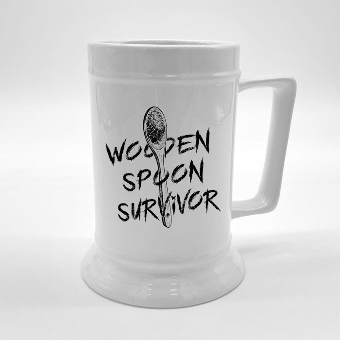 Wooden Spoon Survivor Funny Mom Meme Front & Back Beer Stein