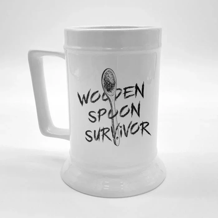 Wooden Spoon Survivor Funny Mom Meme Front & Back Beer Stein