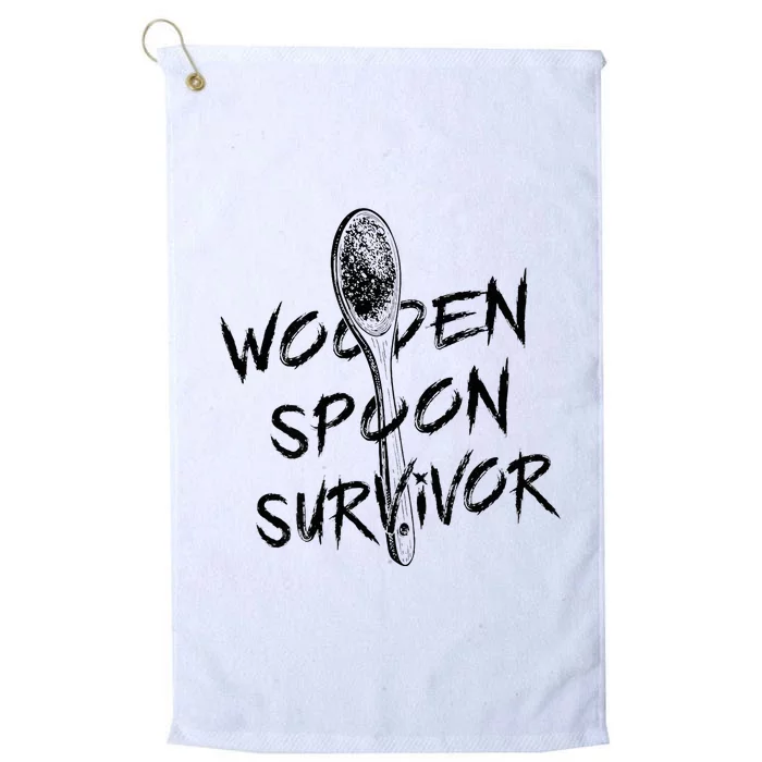 Wooden Spoon Survivor Funny Mom Meme Platinum Collection Golf Towel