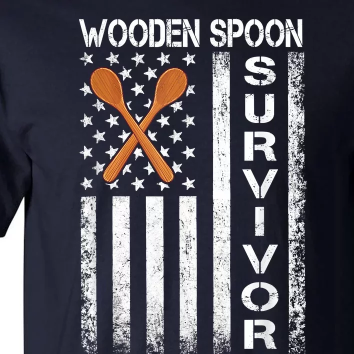 Wooden Spoon Survivor Humor Expression Funny Us Flag Tall T-Shirt