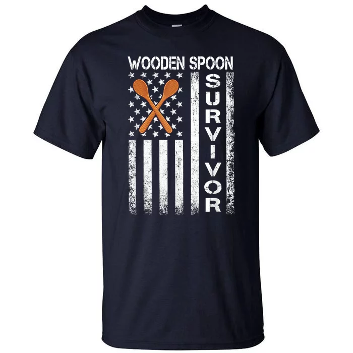 Wooden Spoon Survivor Humor Expression Funny Us Flag Tall T-Shirt