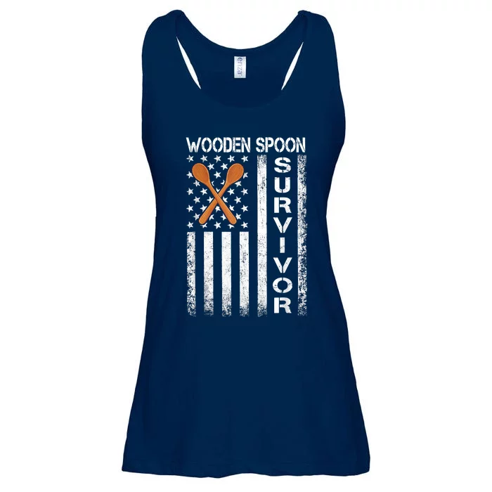 Wooden Spoon Survivor Humor Expression Funny Us Flag Ladies Essential Flowy Tank