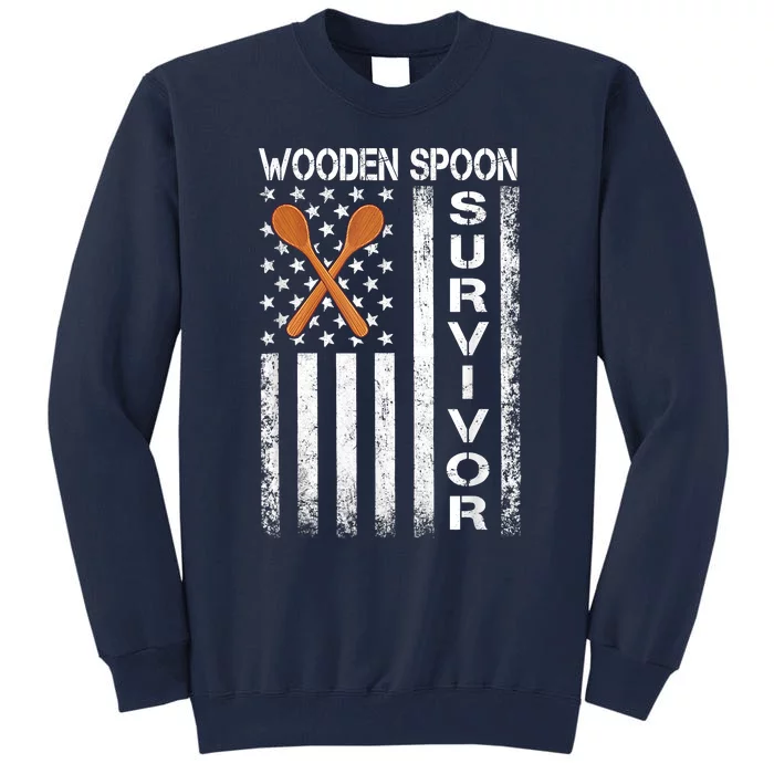 Wooden Spoon Survivor Humor Expression Funny Us Flag Tall Sweatshirt