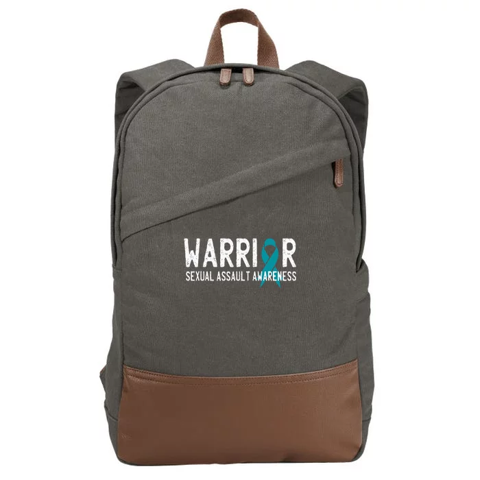 Warrior Survivor Sexual Assault Awareness Month Teal Ribbon Cotton Canvas Backpack