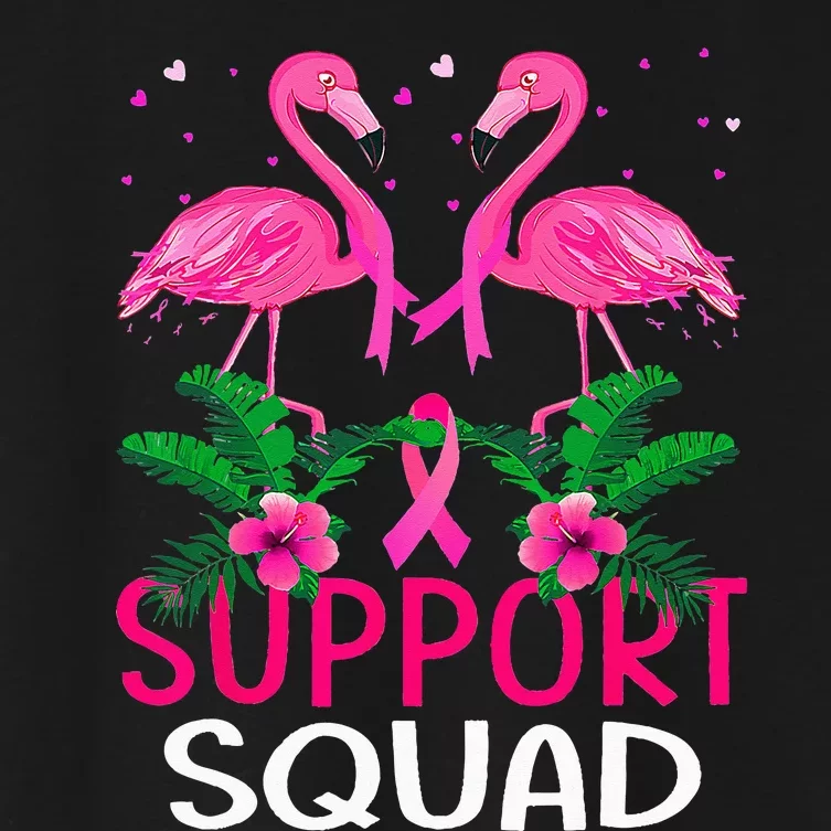 Warrior Support Squad Flamingo Breast Cancer Awareness Women's Crop Top Tee