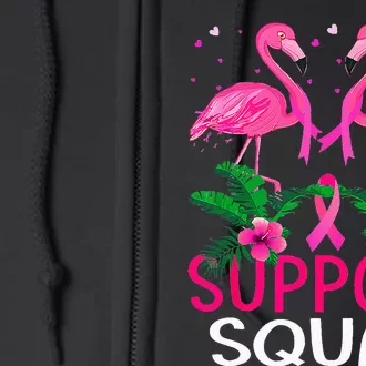 Warrior Support Squad Flamingo Breast Cancer Awareness Full Zip Hoodie