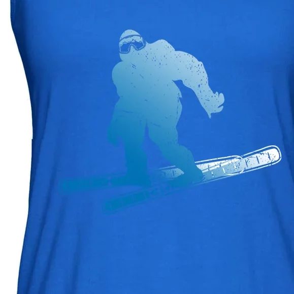 Winter Skiing Sasquatch Ski Cryptid Cryptozoology Bigfoot Gift Ladies Essential Flowy Tank