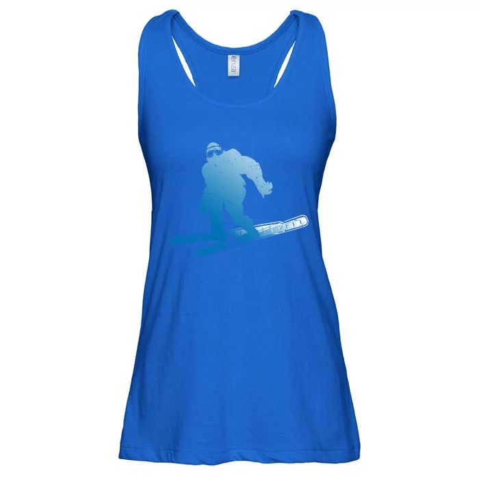 Winter Skiing Sasquatch Ski Cryptid Cryptozoology Bigfoot Gift Ladies Essential Flowy Tank