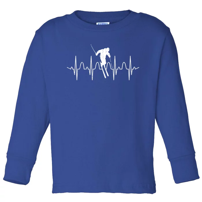 Winter Sport Skiing Heartbeat Skier Ski Instructor Ski Funny Gift Toddler Long Sleeve Shirt