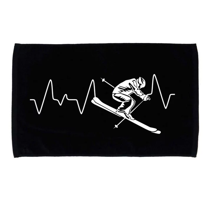 Winter Sports Skiing Skier Heartbeat Ski Instructor Ski Great Gift Microfiber Hand Towel