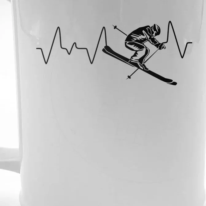 Winter Sports Skiing Skier Heartbeat Ski Instructor Ski Great Gift Front & Back Beer Stein