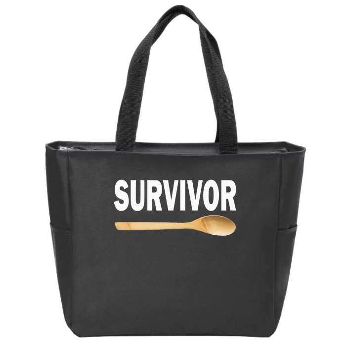 Wooden Spoon Survivor Funny I Survived The Wooden Spoon Zip Tote Bag